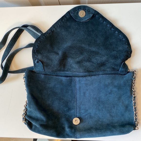 Dark blue suede Zara crossbody bag - Picture 4 of 9